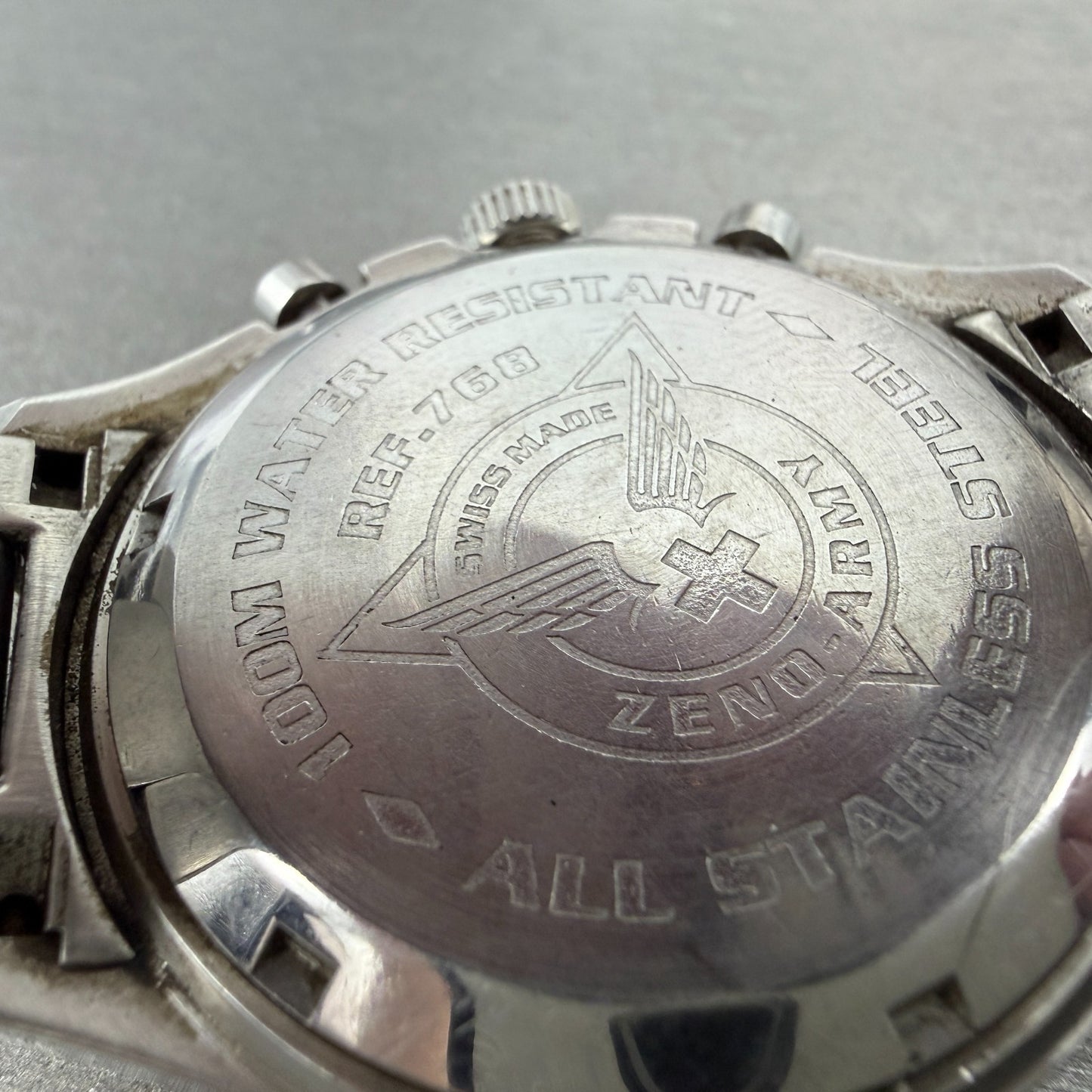 Zeno Army Chronograph Dive Watch Men 44mm White Dial Steel Date Round READ!!!!!!9