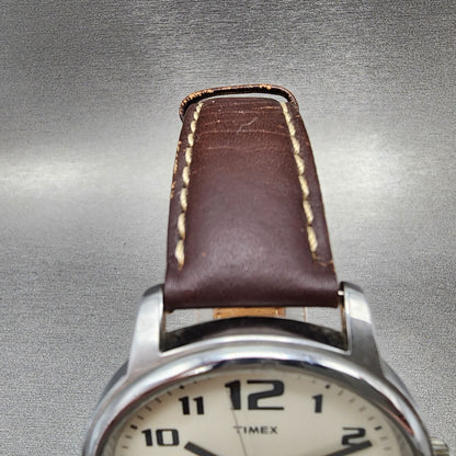 Timex Easy Reader Watch Men 43mm Cream Dial Silver Tone Round New Battery4