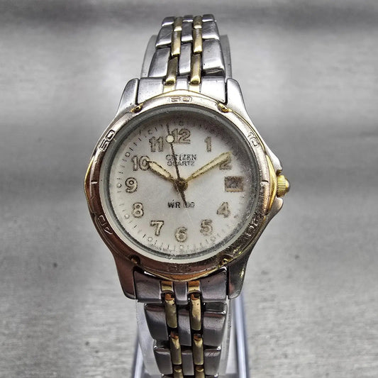 Citizen Watch Women 24mm Silver Dial Two Tone Date Round 1012-S72684 New Battery0