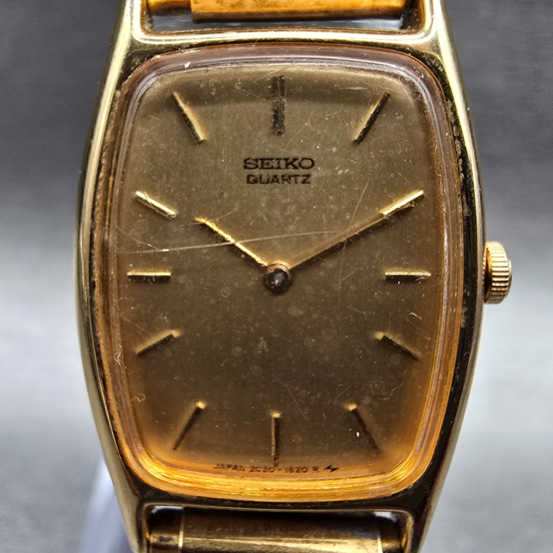 Seiko Watch Women 19mm Gold Dial Gold Tone Oval 2C20-5800 New Battery Vintage p1