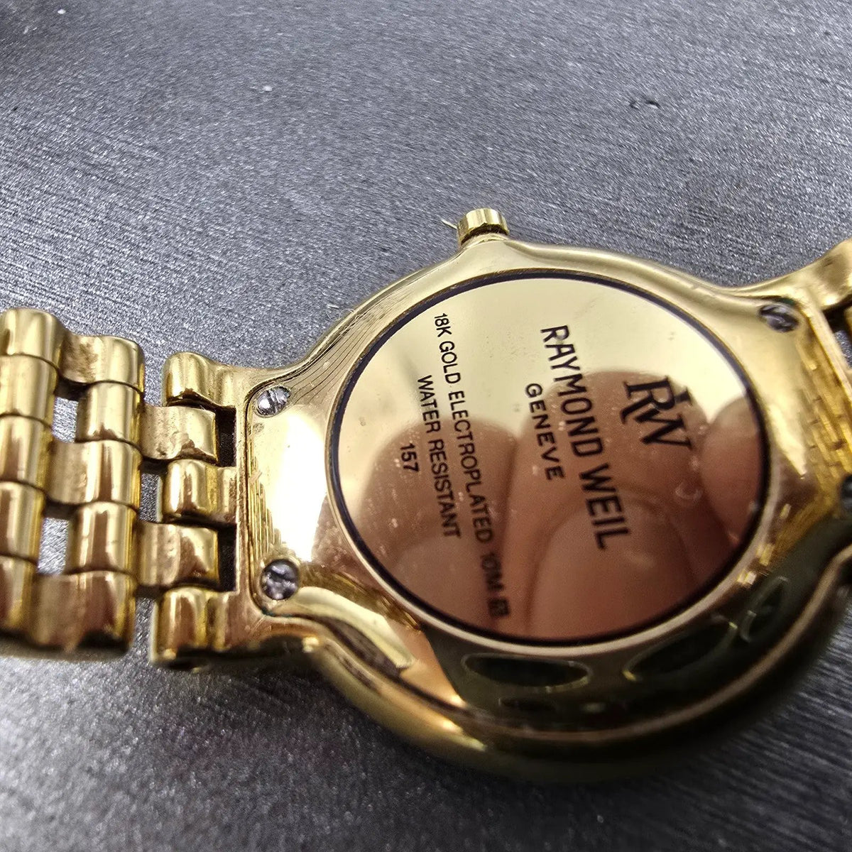 Raymond Weil Othello Watch Women 24mm Black Dial Gold Plated 157 New Battery10