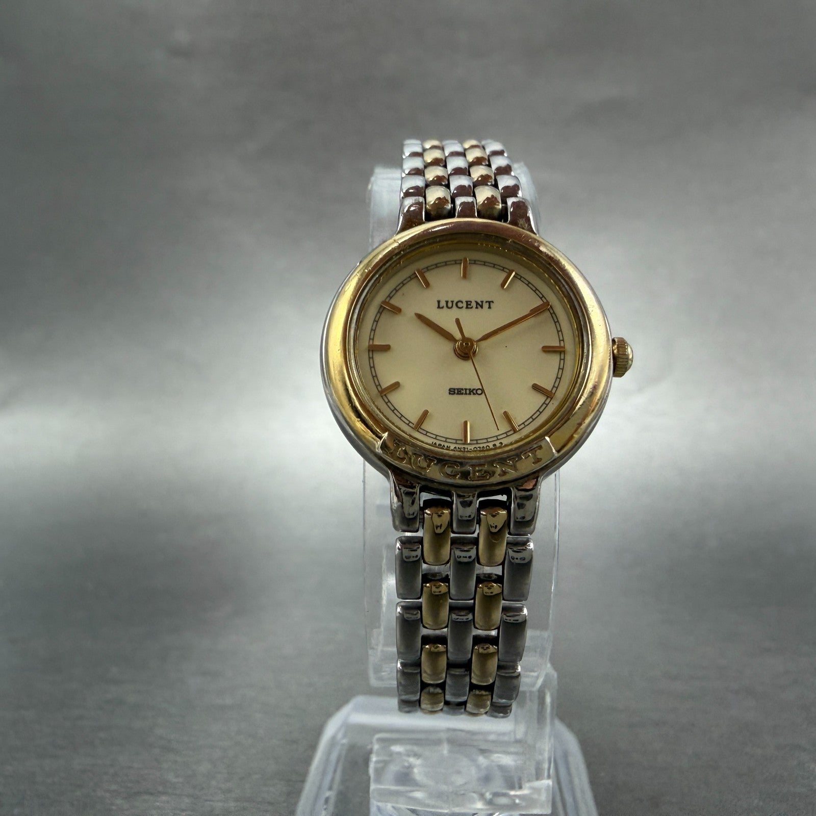 Seiko Watch Women 22mm Cream Dial Two Tone Round 4N21-0350 New Battery5