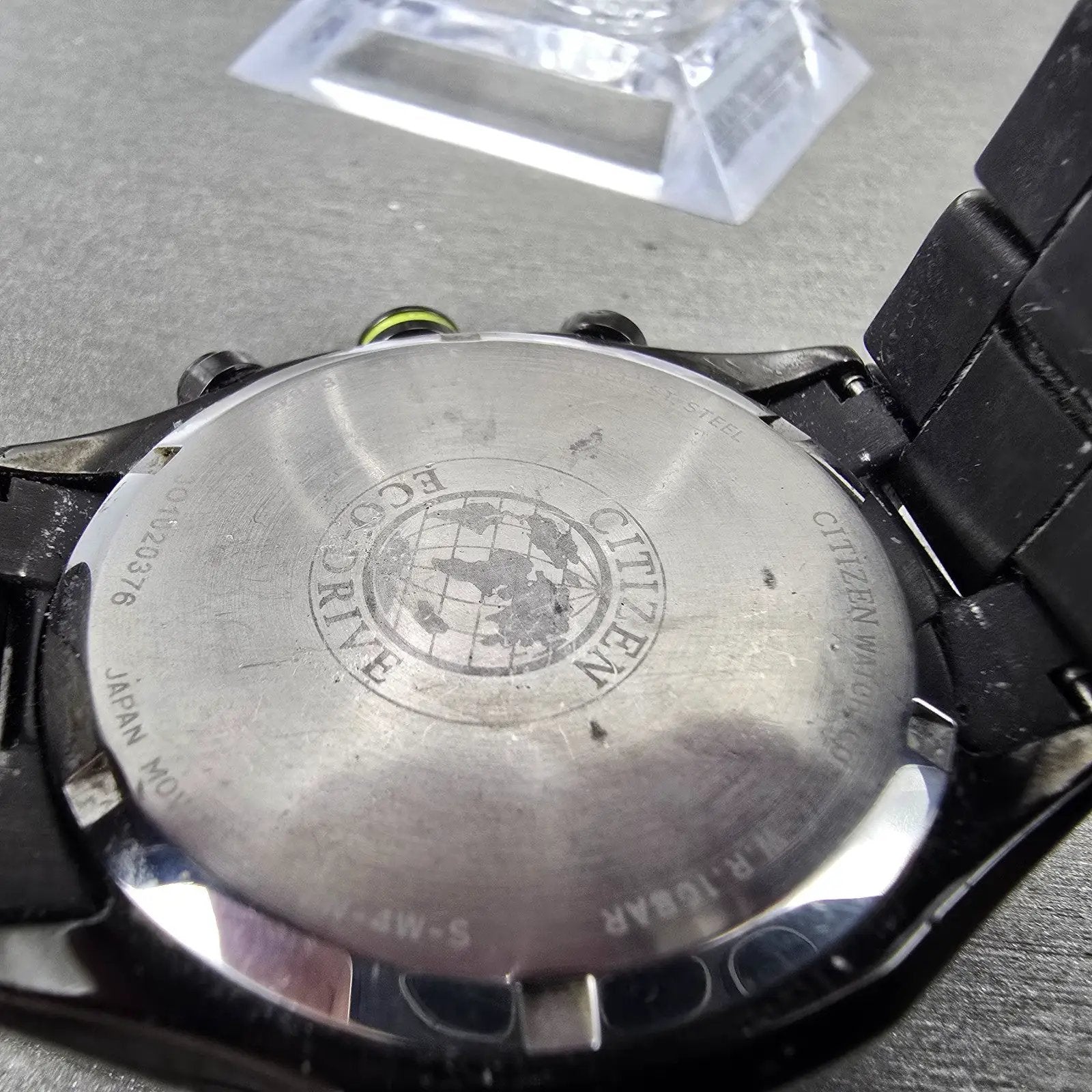 Citizen Eco-Drive Chronograph Watch Men 41mm Black Dial Black & Green Tone Runs9