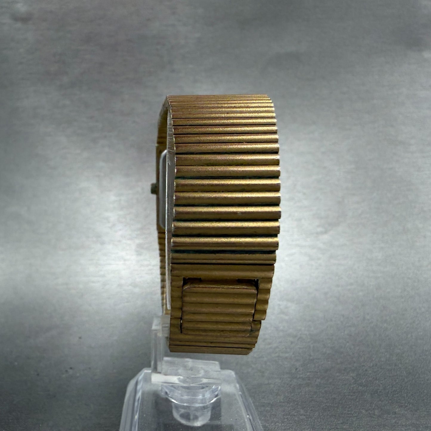 Lord Elgin Tank Watch Men 25mm Champagne Dial Gold Tone Date Rectangle New Batt7