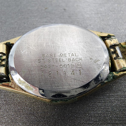 Seiko Watch Women 20mm Cream Dial Gold Tone Oval 3421-5019 New Battery vintage