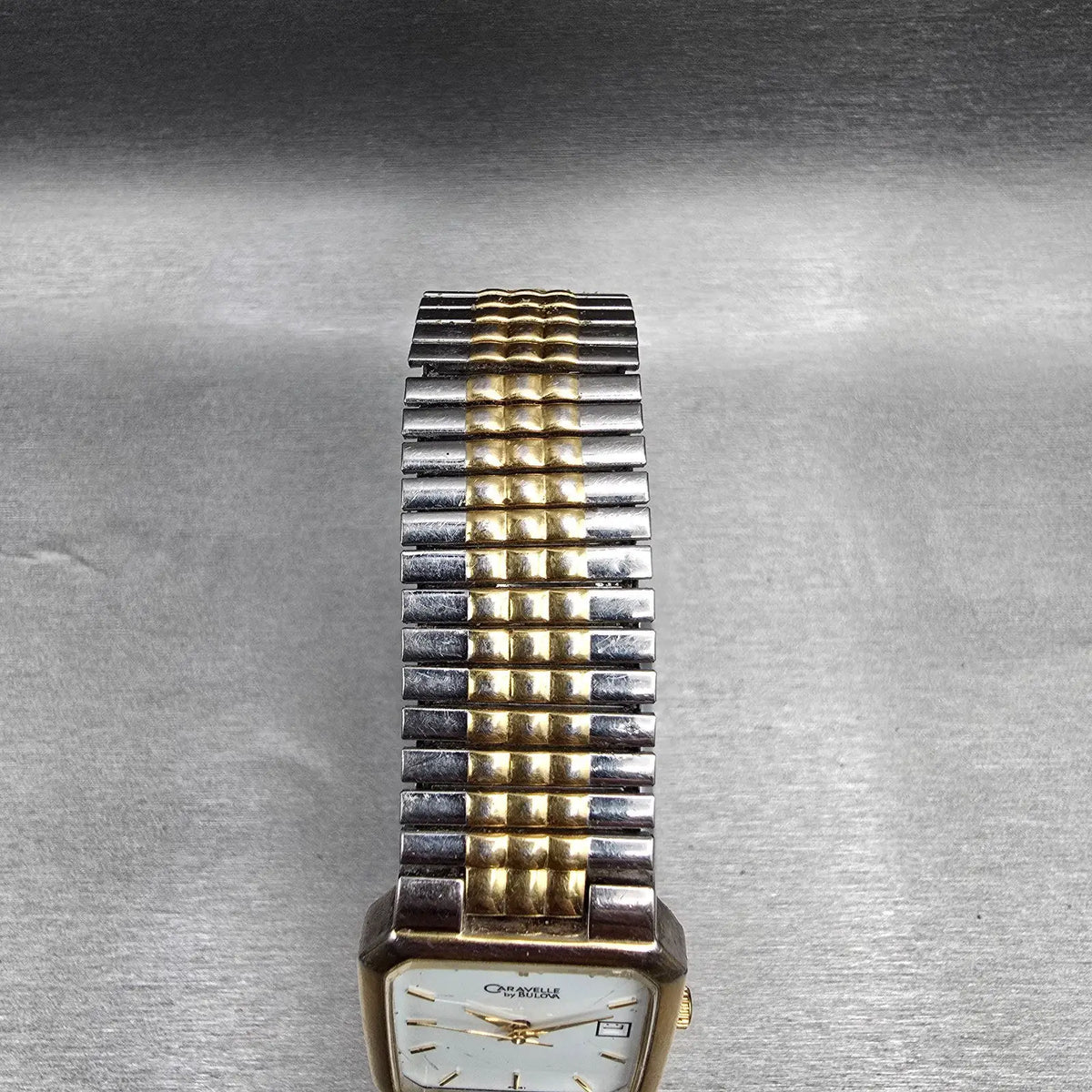 Bulova Caravelle Tank Watch Men 26mm White Dial Two Tone Date 40B51 New Battery24