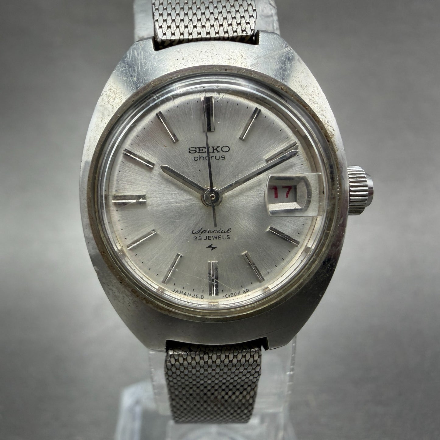 Seiko Chorus Special Watch Women 23mm Silver Dial Silver Tone Date 2518-0080 Run0