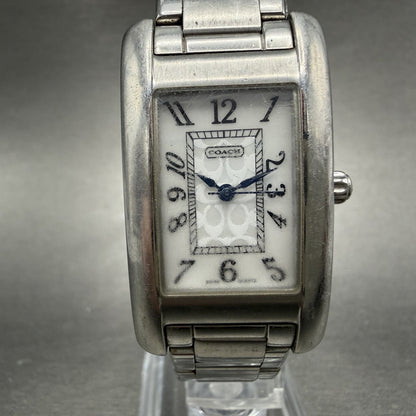 Coach Lexington Tank Watch Women 23mm MOP Dial Silver Tone Rectangle New BattABC0