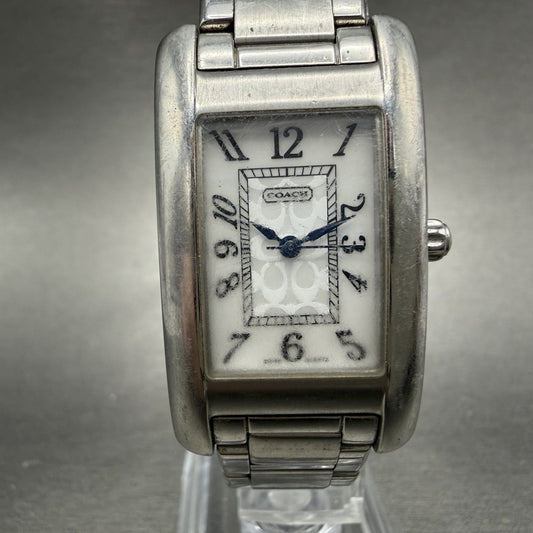 Coach Lexington Tank Watch Women 23mm MOP Dial Silver Tone Rectangle New BattABC0