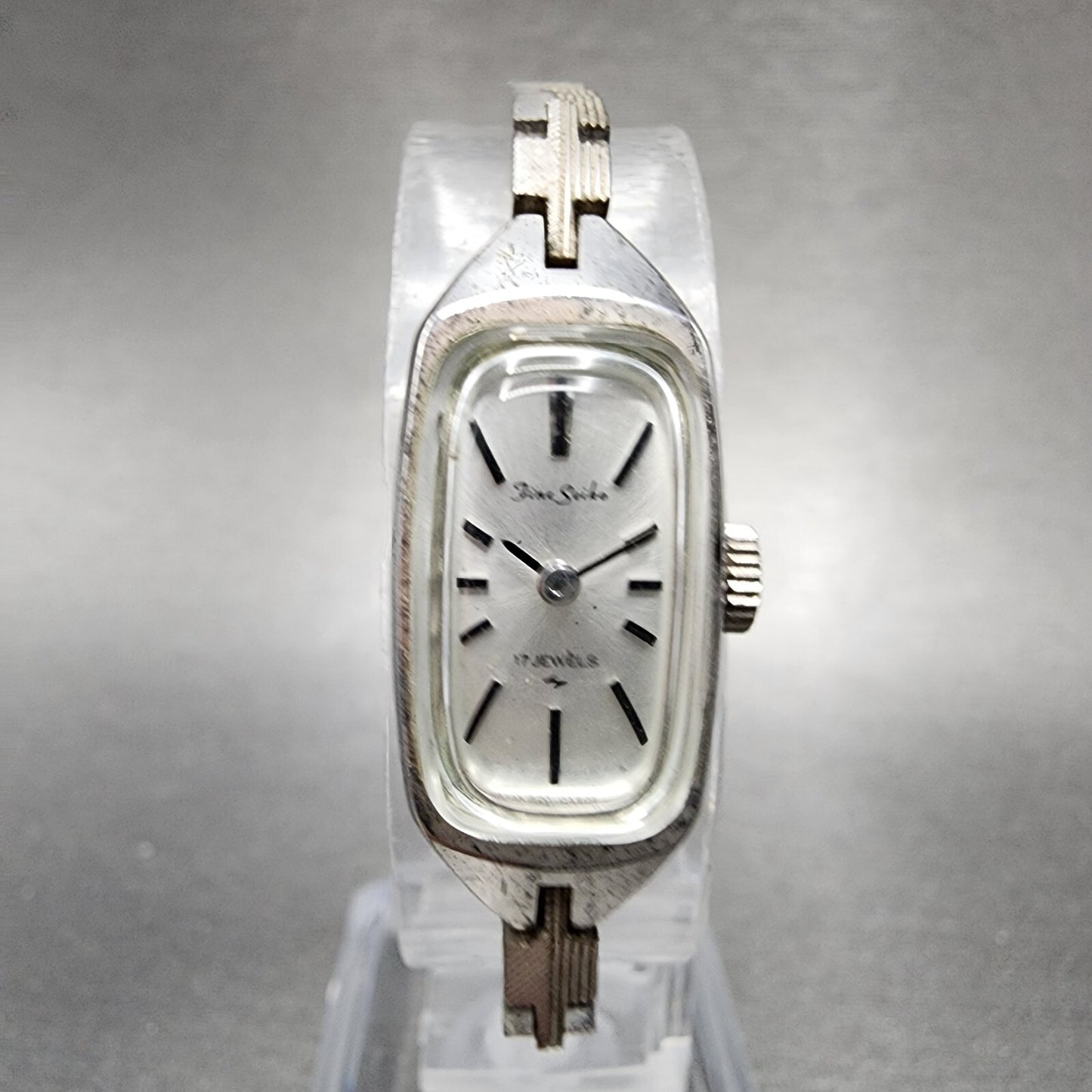 Fine Seiko Watch Women 13mm Silver Dial Gold Plated Rectangle Manual Wind Runs0
