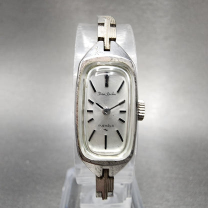 Fine Seiko Watch Women 13mm Silver Dial Gold Plated Rectangle Manual Wind Runs0