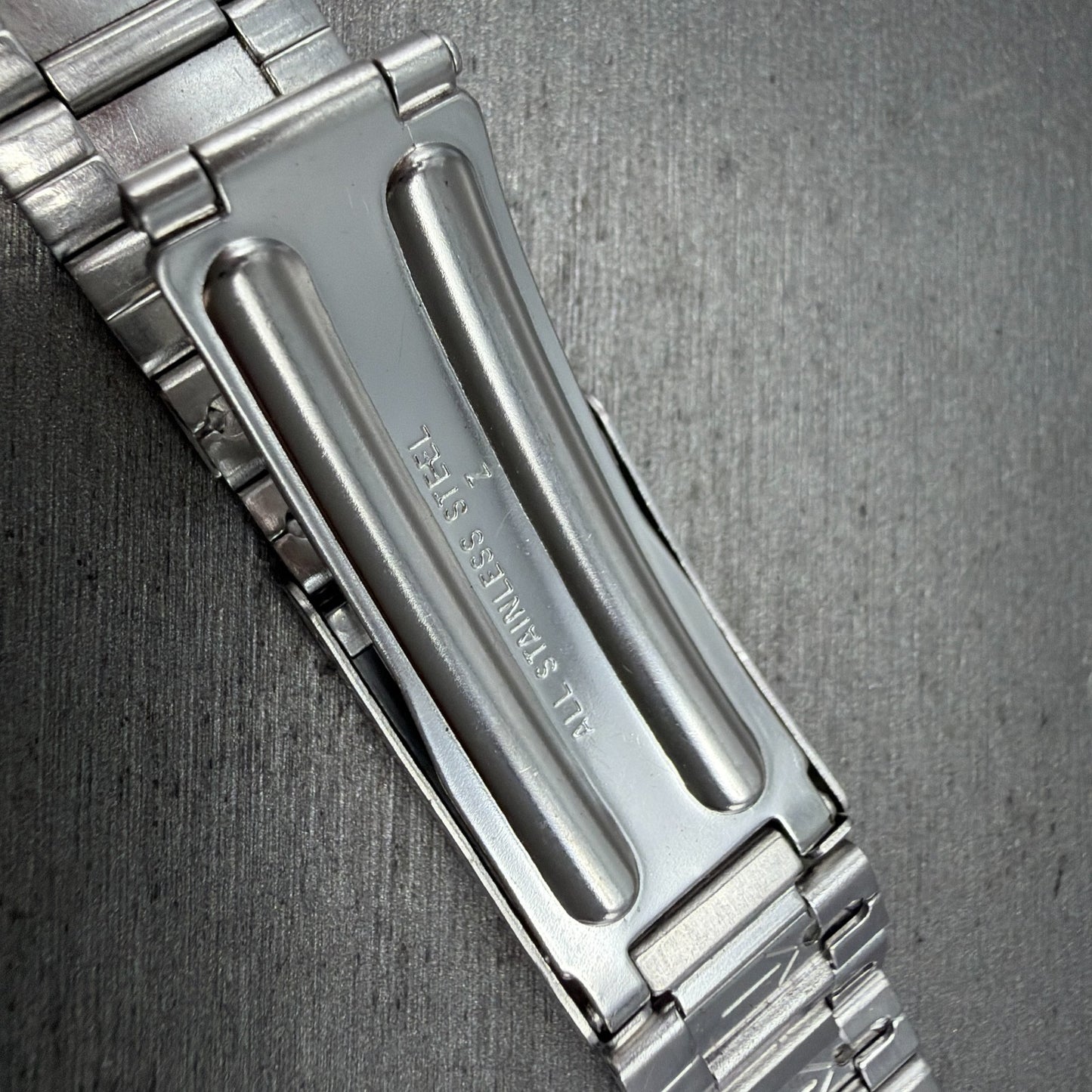 Seiko SQ Bracelet 21mm Stainless Steel Tri Folding Clasp Z1157 Vintage Japan B10