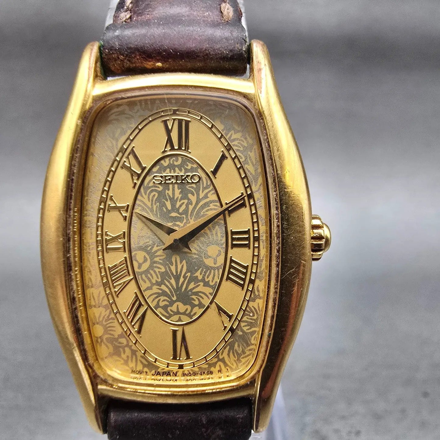 Seiko Watch Women 22mm Gold Dial Gold Tone Rectangle 1N00-6F09 New Battery VTG1
