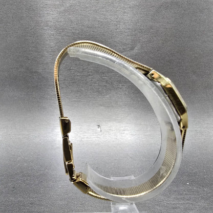 Seiko Watch Women 17mm Champagne Dial Gold Rectangle 2C20-5789 New Battery VTG8