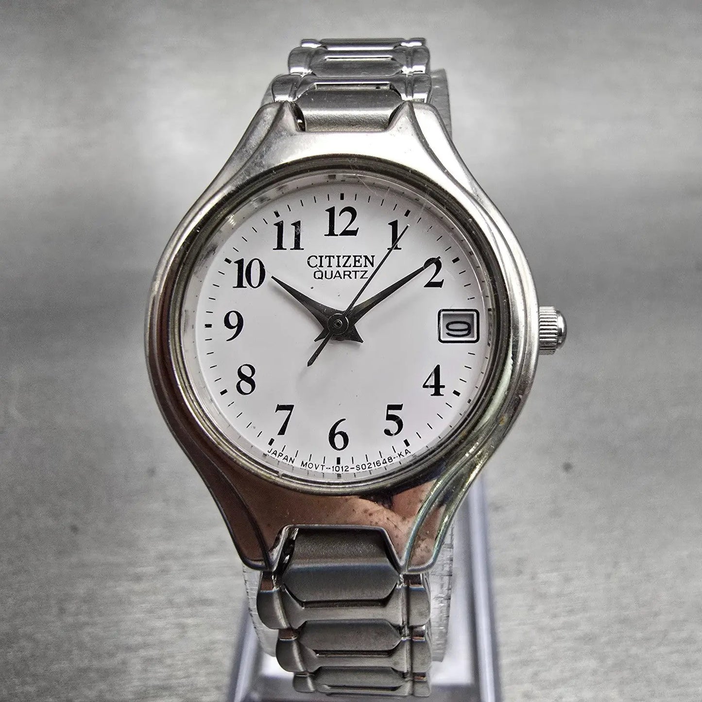 Citizen Watch Women 23mm White Dial Silver Tone Date Round 1012-S011615 New Batt0