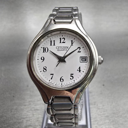 Citizen Watch Women 23mm White Dial Silver Tone Date Round 1012-S011615 New Batt0