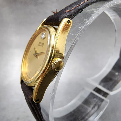 Seiko Watch Women 16mm Champagne Dial Gold Tone 2c20-6399 New Battery