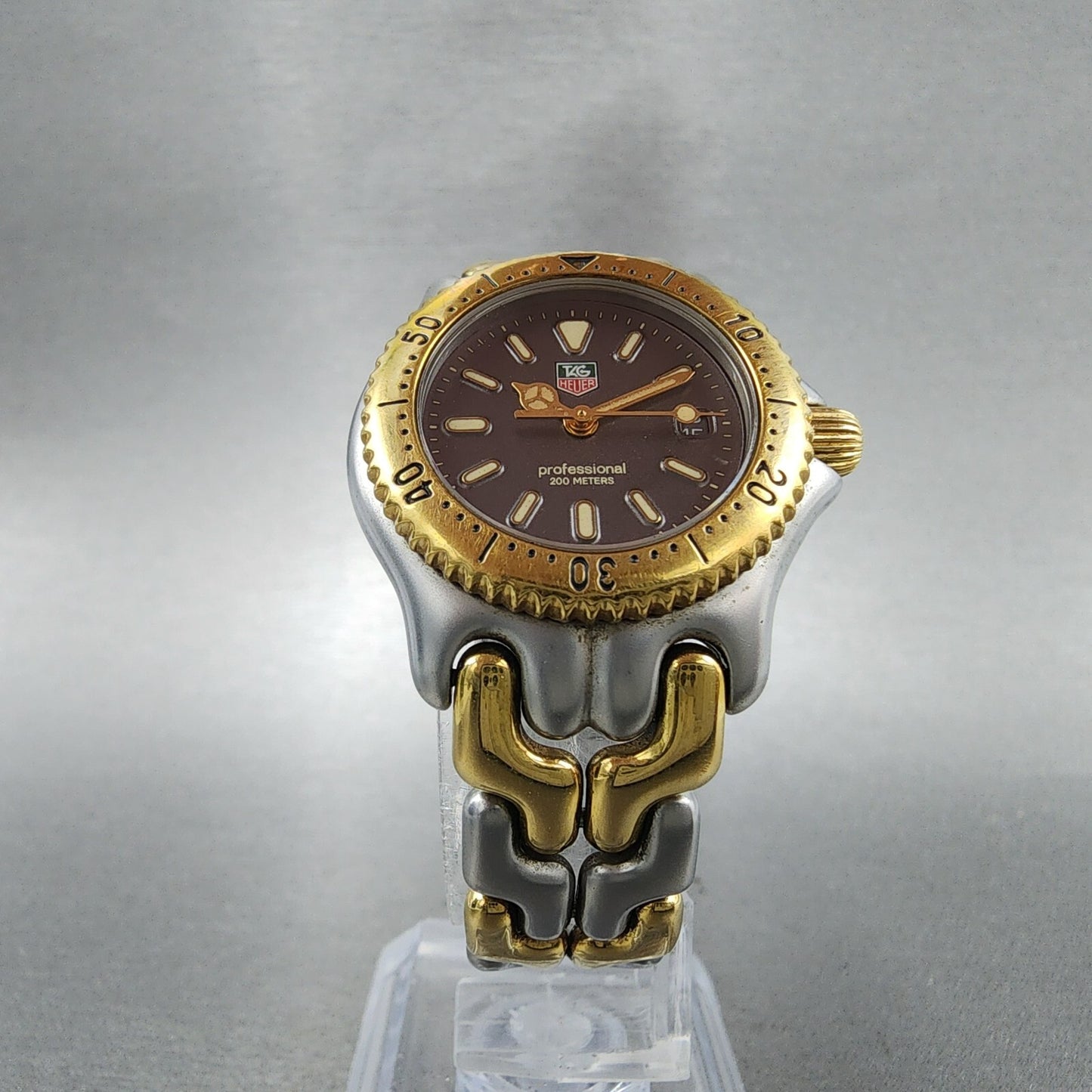 TAG Heuer Professional Watch Women 29mm Black Dial Two Tone Date S95215 New Bat6