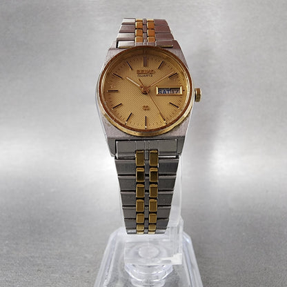 Seiko SQ Watch Women 23mm Champagne Dial Two Tone Dyadate 2a230029 New Batt ABC5