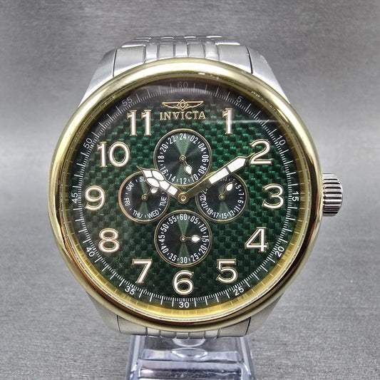 Invicta Watch Men 48mm Green Dial Two Tone Daydate Round 18667 New Battery0