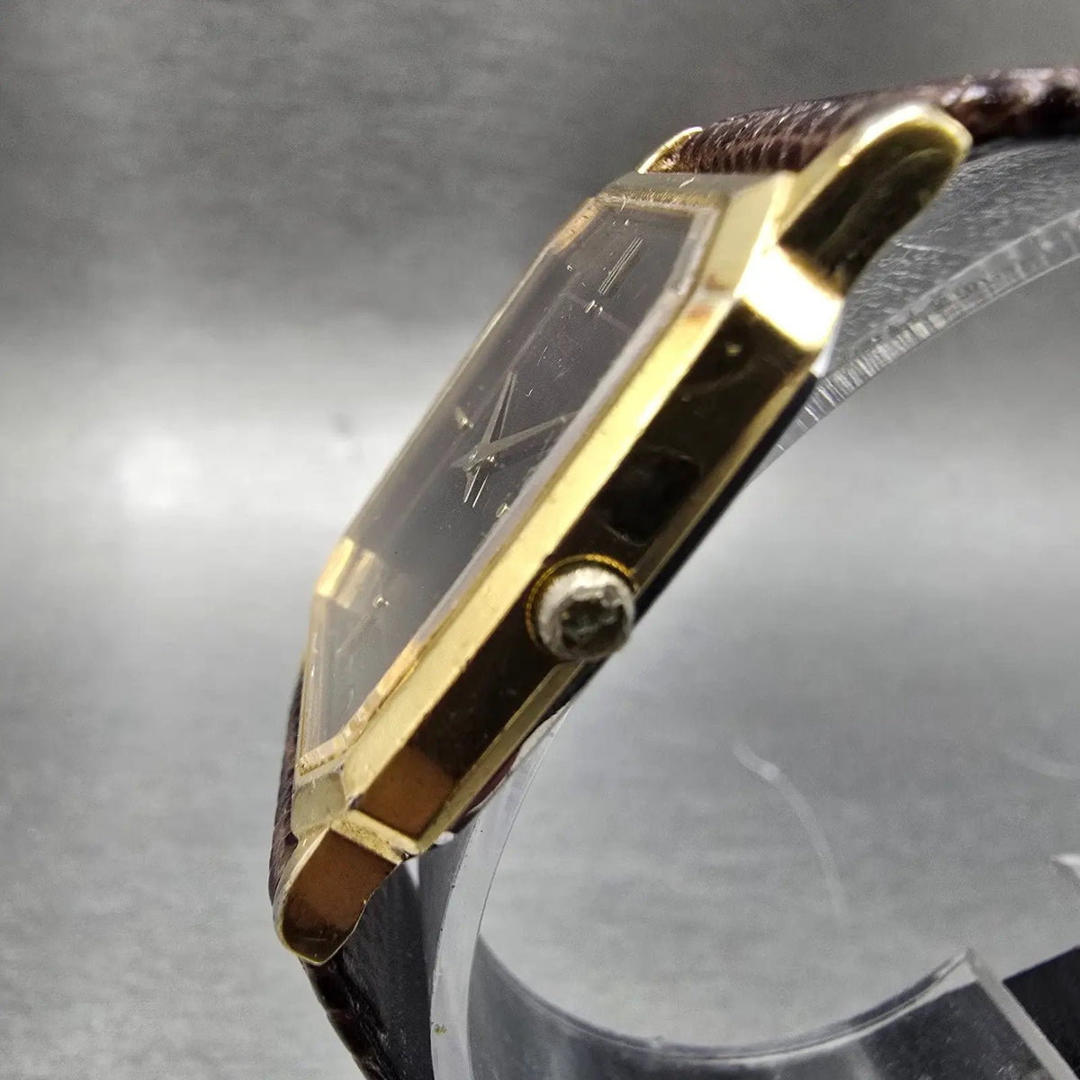 Seiko Tank Watch Men 26mm Brown Dial Gold Hexagon 5P30-5079 PARTS Vintage3