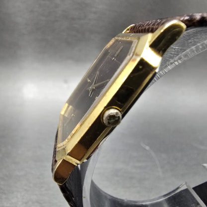 Seiko Tank Watch Men 26mm Brown Dial Gold Hexagon 5P30-5079 PARTS Vintage3