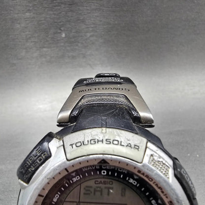 Casio Pro Trek PAW-1300 Watch Men 47mm Black Solar Triple Sensor Alarm Round4