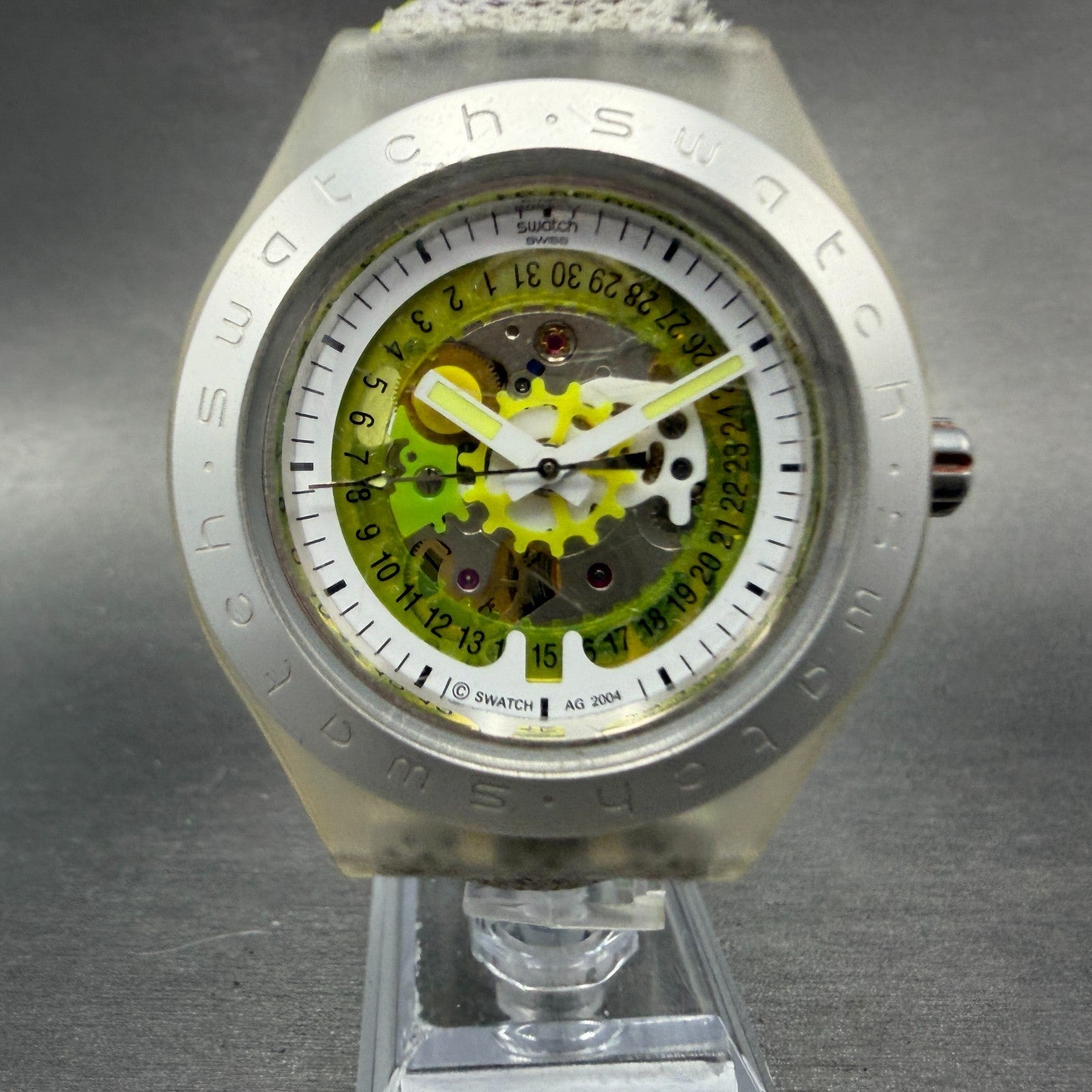 Swatch  Irony Diaphane Automatic Citrime Watch Men 42mm Skeleton Dial Clear Runs0