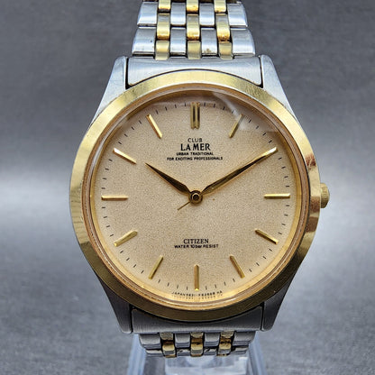 Citizen Club Lamer Watch Men 34mm Cream Dial Two Tone Round 5631-F61907 New Batt