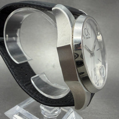 Calvin Klein Watch Men 42mm Silver Dial Steel Date Round K77411 New Battery3