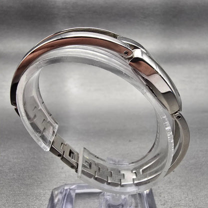 Bulova Watch Women 17mm Black Dial Silver Tone Rectangle 96T03 New Battery8