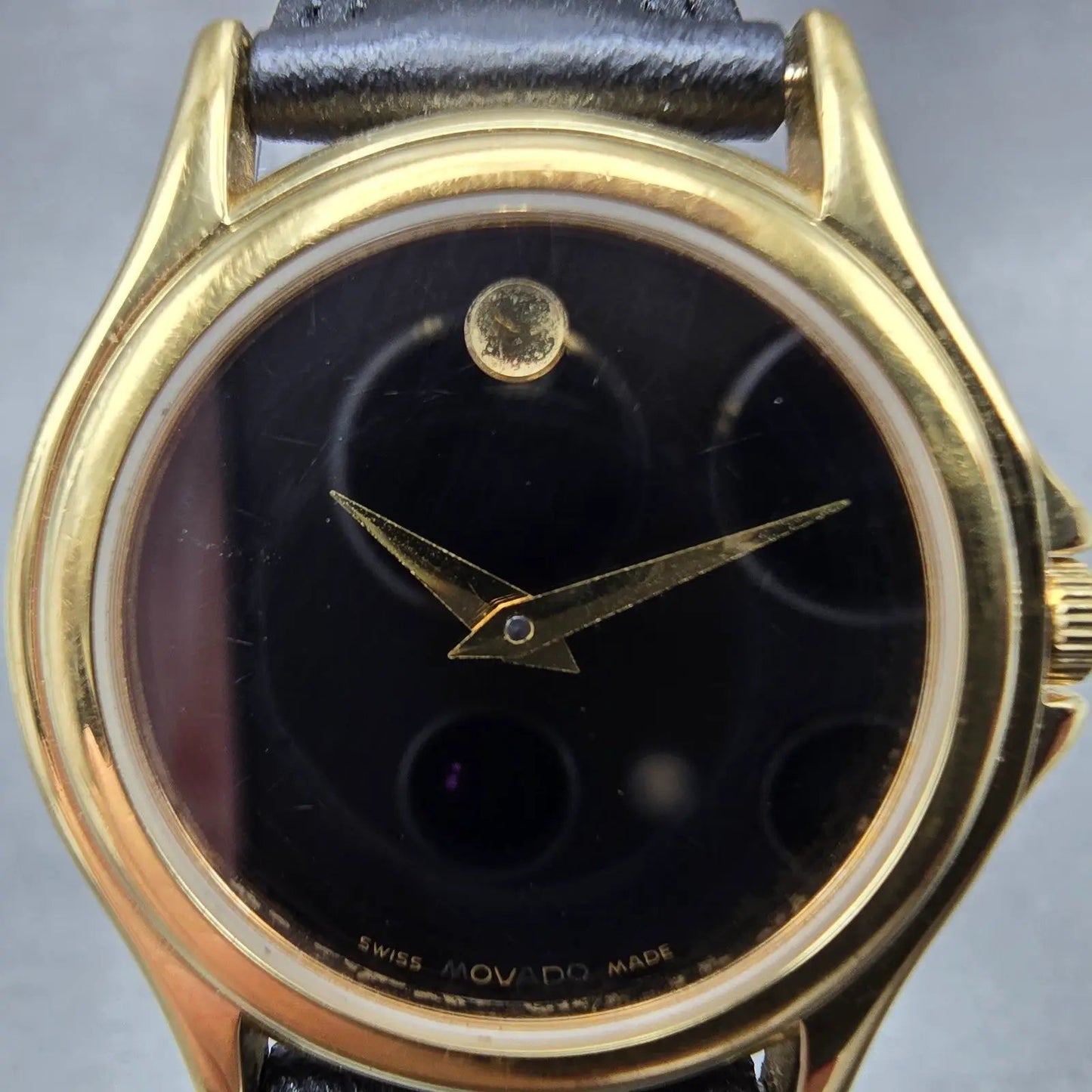 Movado Museum Watch Women 28mm Black Dial Gold Tone Round 87 E4 0823 PARTS2