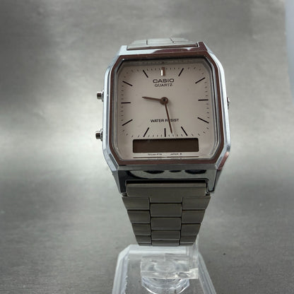 Casio AQ-230 Watch Men 30mm White Dial Steel Alarm Chrono Analog Digital PARTS6