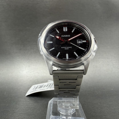 Casio MTP-E700 Watch Men 39mm Black Dial  Silver Tone Metal Date Bracelet Round5