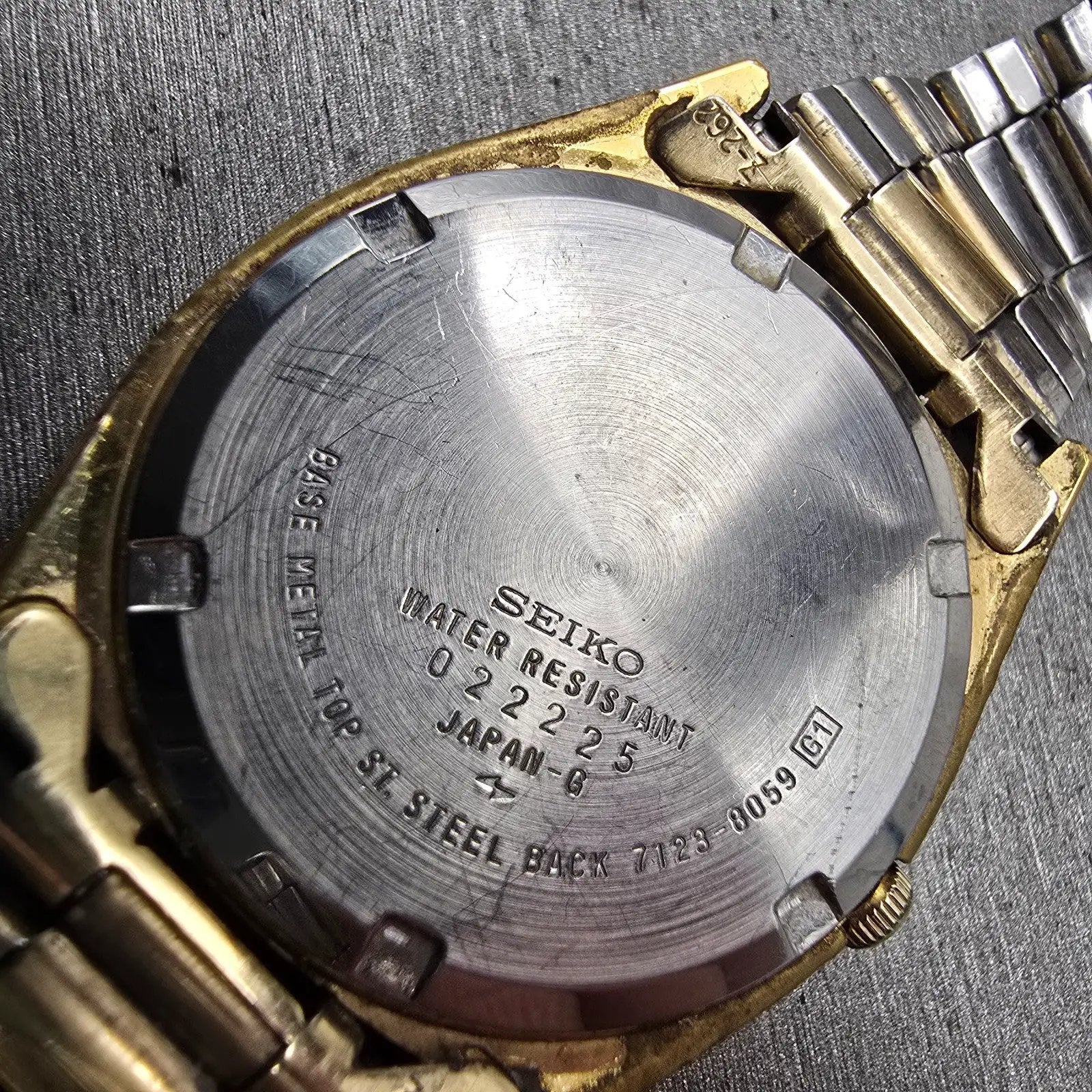 Seiko SQ President Watch Men 36mm Gold Dial Gold Tone Daydate 7123-8059 New Batt10