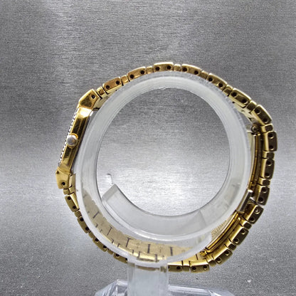 Seiko Tank Watch Women 15mm Black Dial Gold Diamond Bezel Rectangle  New Battery7