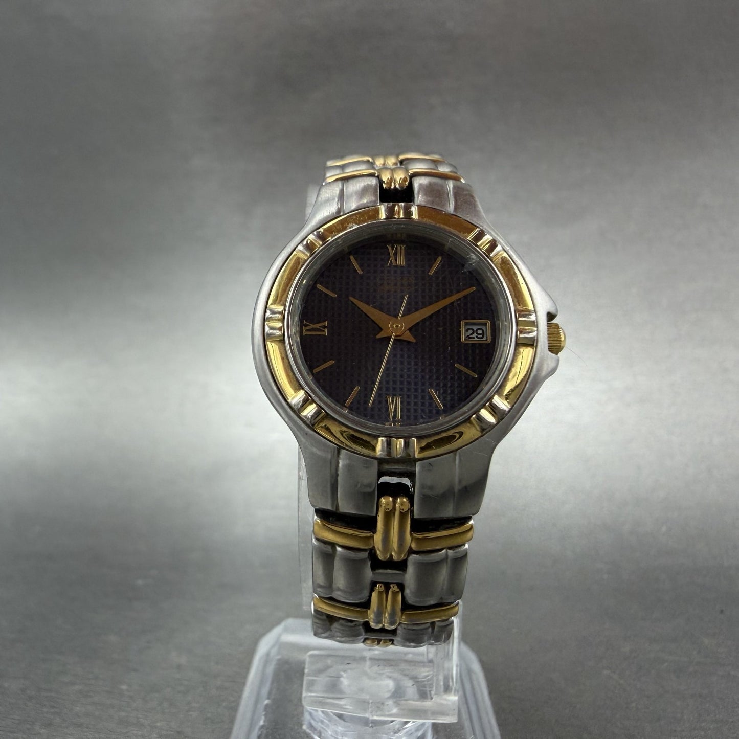 Citizen Elegance Watch Women 25mm Blue Dial Two Tone Date 6010-H04538 New Batt5
