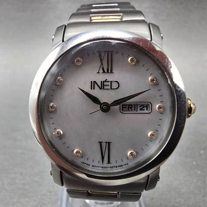 Citizen INED Watch Women 29mm MOP Dial Two Tone Daydate Round Solar Runs1