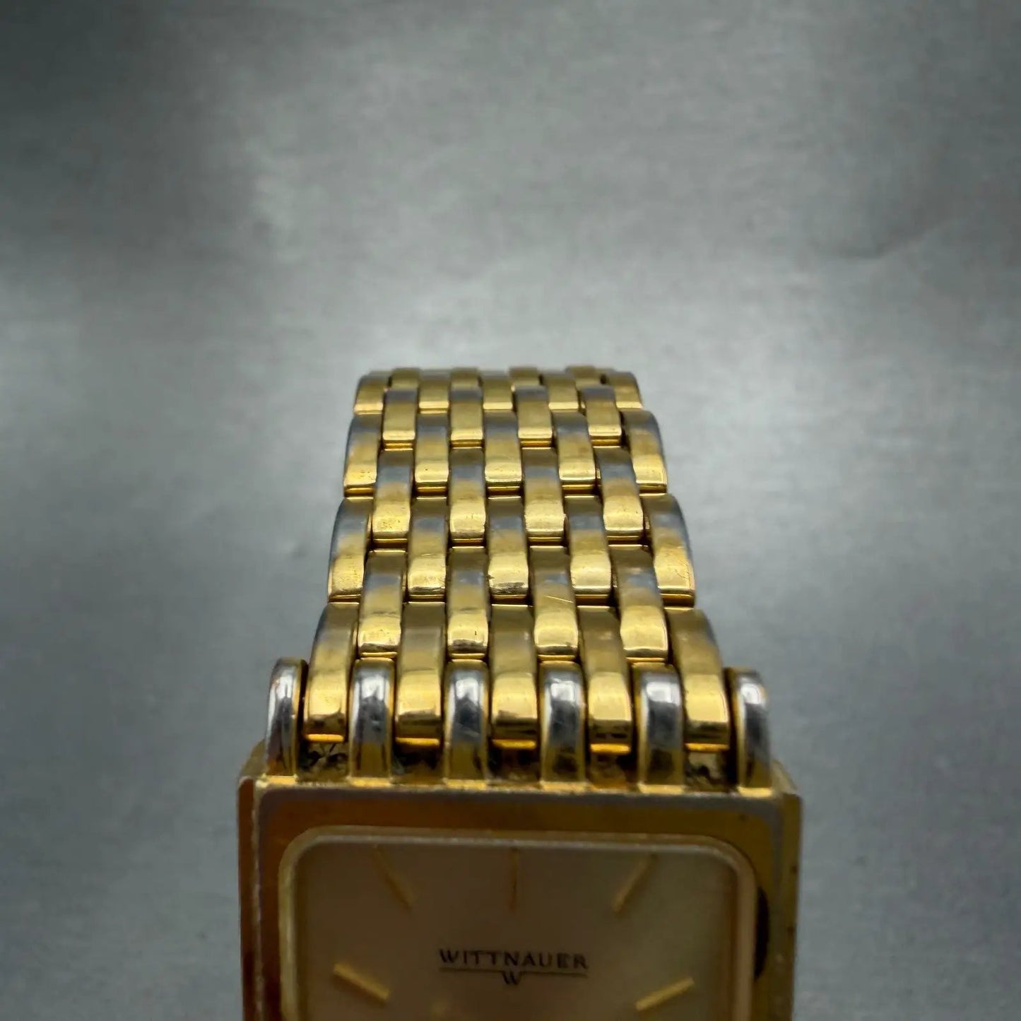 Wittnauer Tank Watch Men 24mm Champagne Dial Gold Tone JV23815120 New Battery4