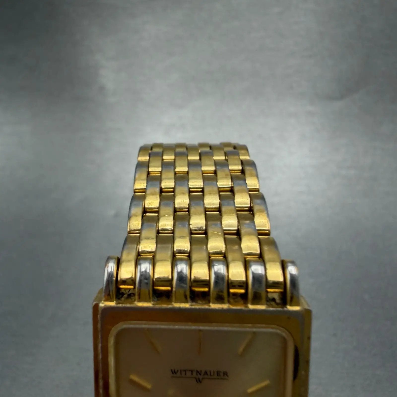 Wittnauer Tank Watch Men 24mm Champagne Dial Gold Tone JV23815120 New Battery4