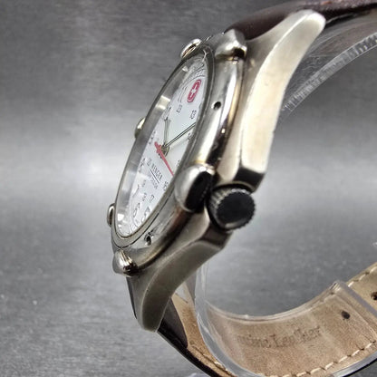 Wenger SAK Designs Watch Men 36mm White Dial Silver Tone Date Round PARTS VTG3