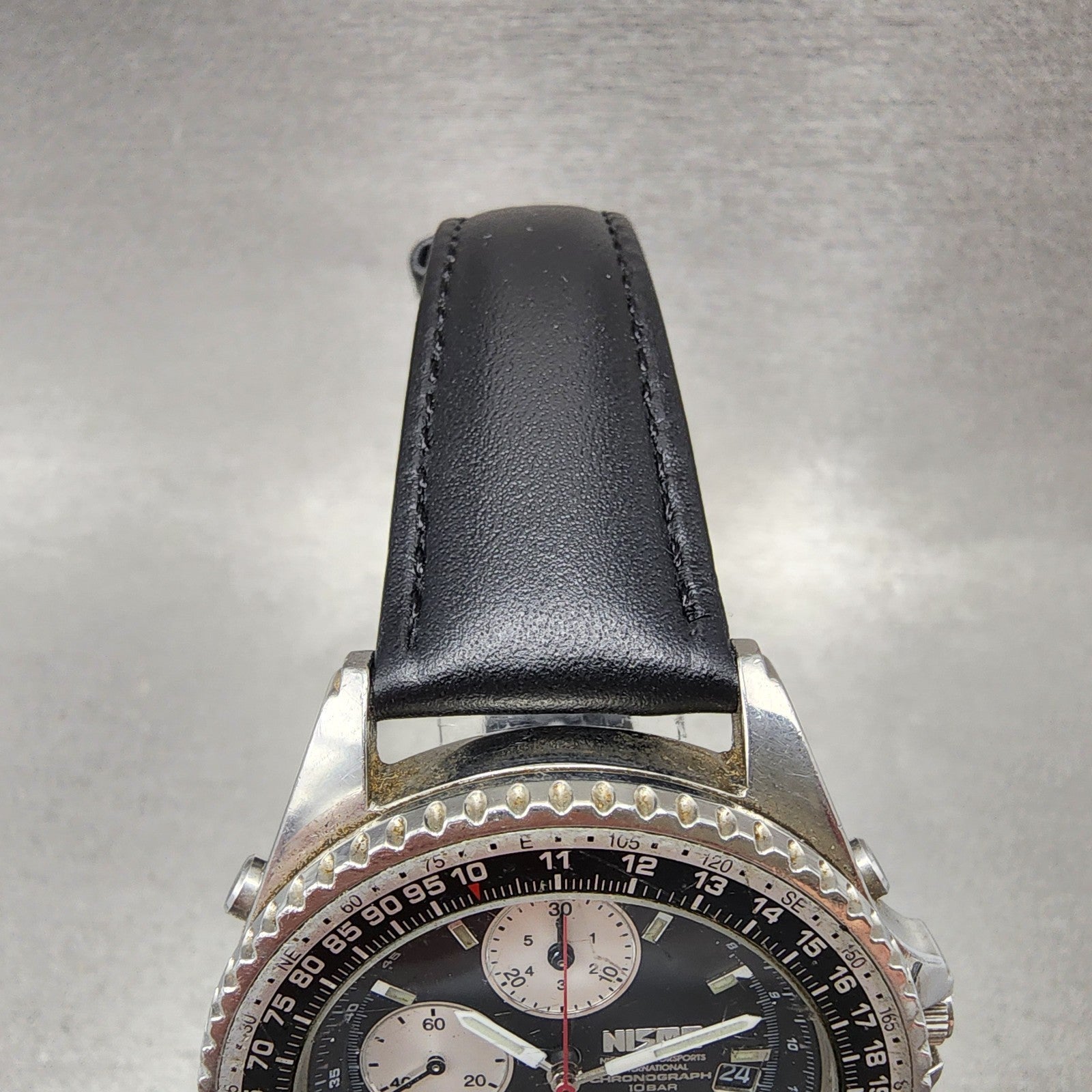 Nissan NISMO Chronograph Watch Men 40mm Black Dial Steel Date Round New Battery5