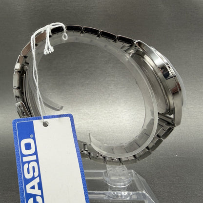 Casio MTP-E350 Watch Men 39mm Black Dial Silver Tone Daydate Metal Bracelet8