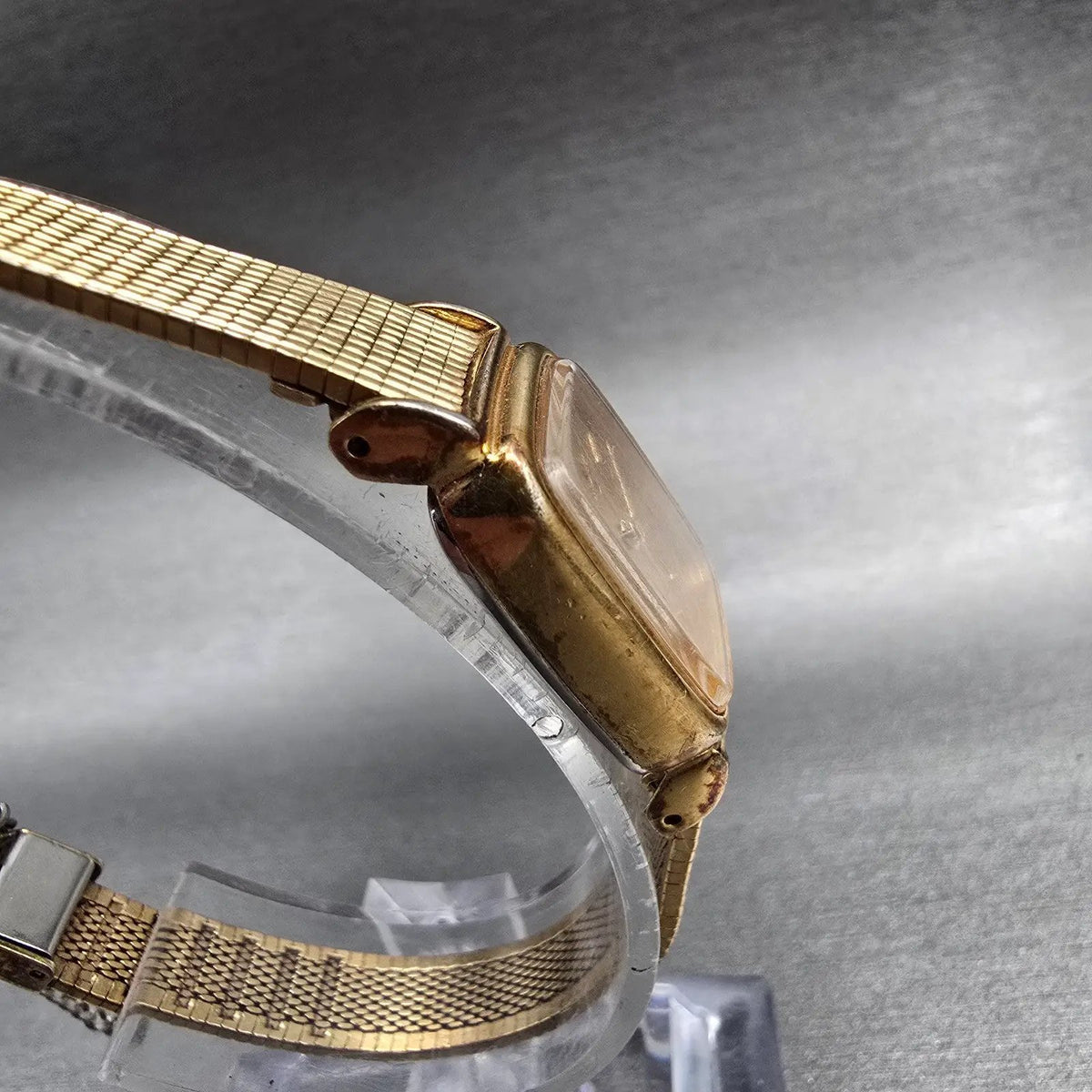 Seiko Watch Women 17mm Gold Dial Gold Tone Rectangle 5420-5319 New Battery3