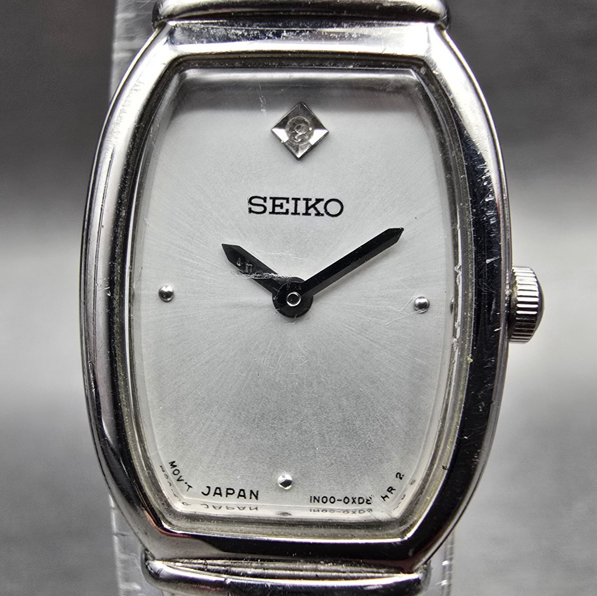Seiko Watch Women 16mm Silver Dial Silver Tone Rectangle 1N00-0PA0 New Battery1