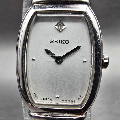 Seiko Watch Women 16mm Silver Dial Silver Tone Rectangle 1N00-0PA0 New Battery1