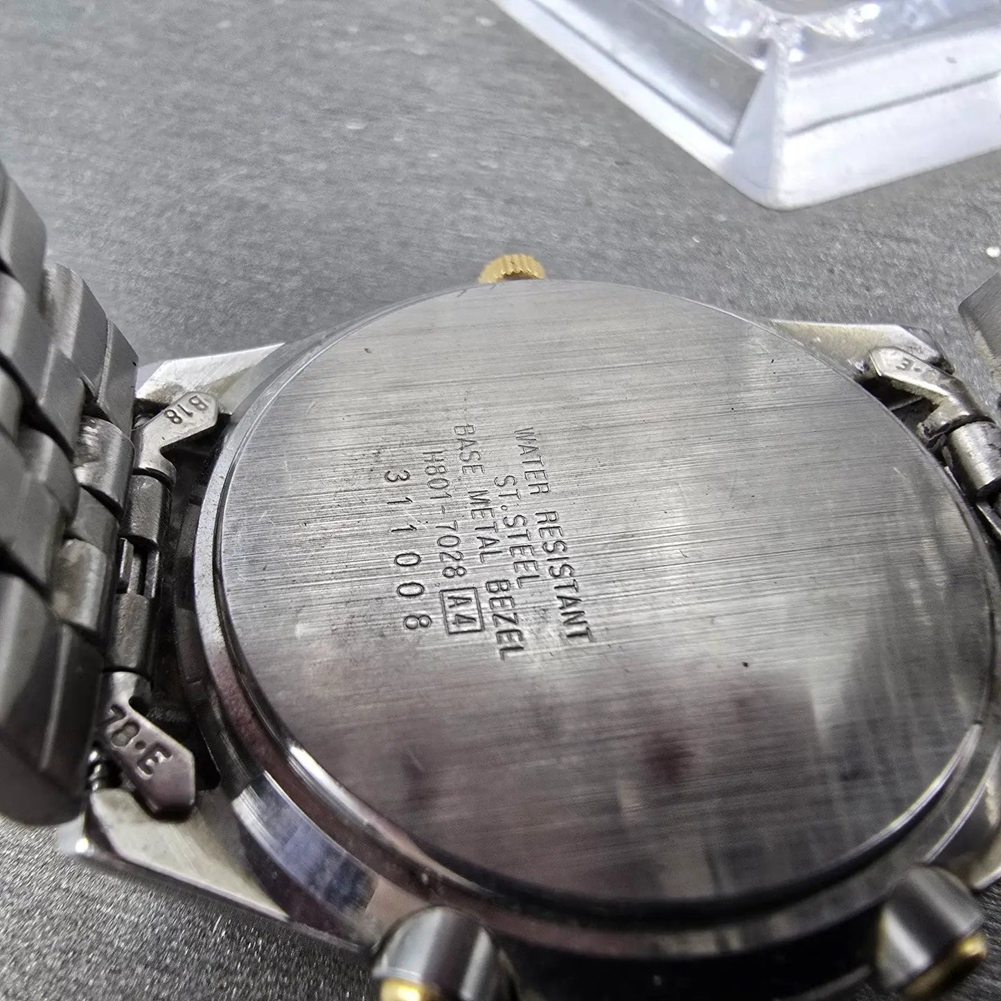 Seiko Ani Digi Watch Men 38mm Black Dial Two Tone Chrono Alarm H801-7038 PARTS9