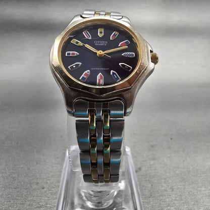 Citizen Watch Women 27mm Blue Dial Two Tone Round 5031-S45474 New Battery VTG5