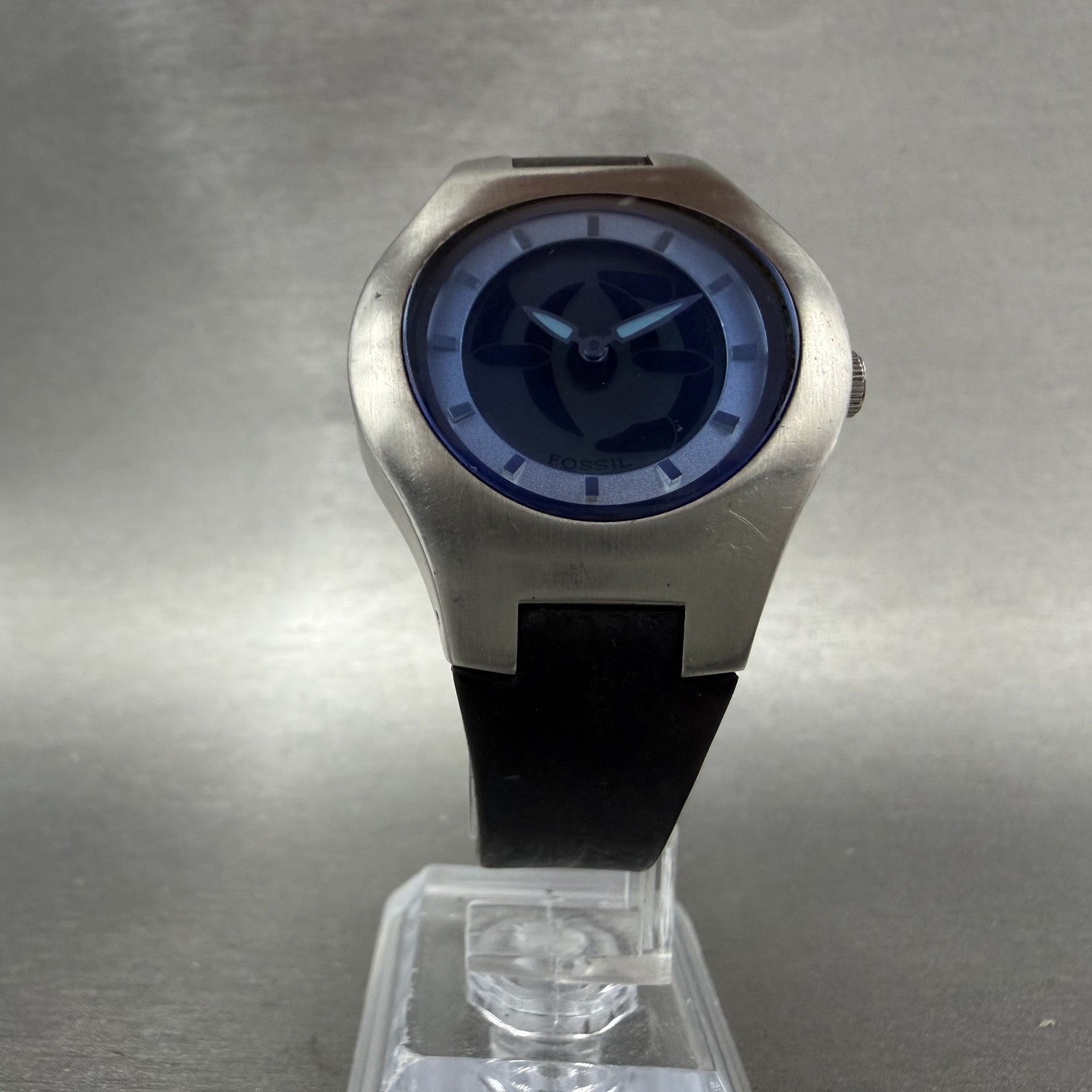 Fossil Big Tic Watch Women 32mm Blue Dial Silver Tone Round JR-7955 New Battery5