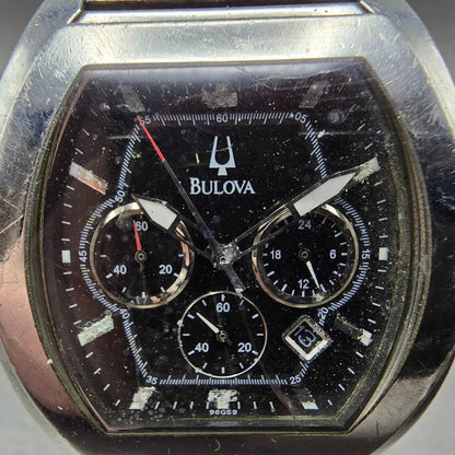 Bulova Chronograph Watch Men 40mm Black DIal Steel Date 96G59 PARTS2